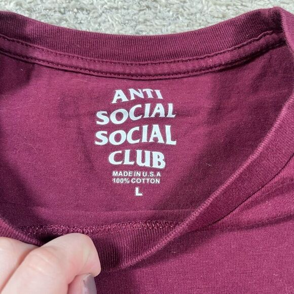 Anti Social Social Club Men’s Maroon Short Sleeve Tee T Shirt - Picture 3 of 6